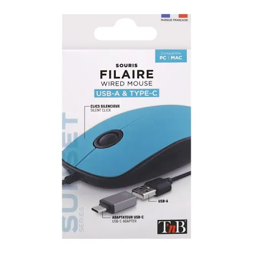 Souris Filaire TNB SUNSET USB - Bleu