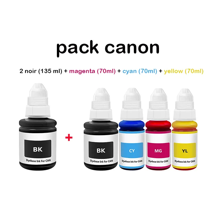 PACK CANON BOUTEILLE D’ENCRE ADAPTABLE 2*135 ML +3*70 ML